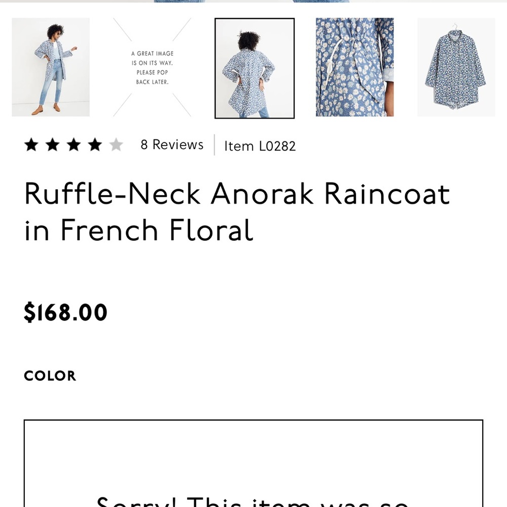 Madewell Ruffle-Neck Anorak Raincoat in French Floral size S L0282 - Picture 12 of 13